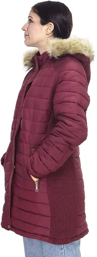 Vista 4 de Facitisu Chaqueta cálida de invierno para mujer abrigo largo de piel sintética con capucha y forro de sherpa