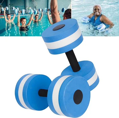 Vista 4 de Mancuernas de agua, mancuernas de ejercicio acuático, juego de 2 pesas de agua para piscina, ejercicios aeróbicos de agua, mancuernas de espuma