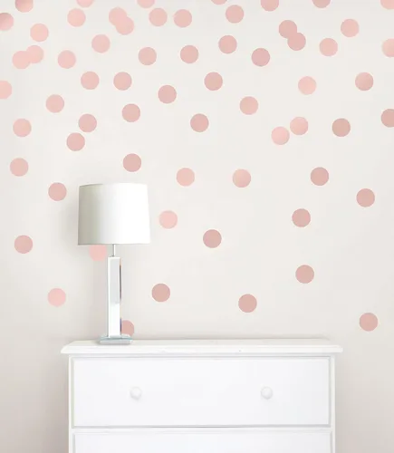 Vista 2 de Wall Pops WPD2137 Calcomanías con puntos de confeti dorado, rosa.
