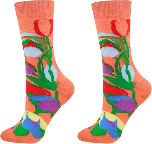 Vista 5 de Calcetines coloridos para mujer, divertidos y divertidos, con estampado de animales de Marvel, paquete de pantorrilla, algodón premium, talla 6-11