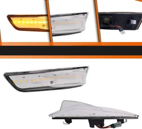 Vista 3 de ADIIL Luces de marcador laterales LED ámbar de lente transparente compatibles con Infiniti G35 Coupe Skyline 2003-2007 parachoques delantero Lente
