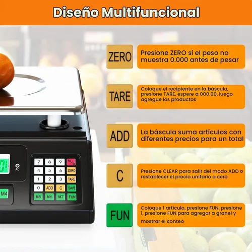 Vista 6 de Goplus Báscula de cálculo de precios de 88 lb/40 kg, báscula digital comercial de alimentos con función de conteo, plataforma de acero inoxidable