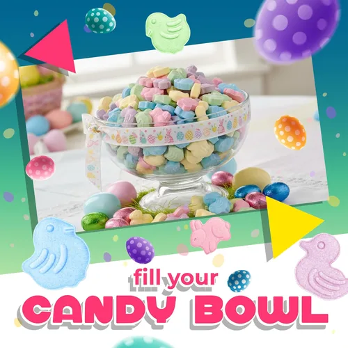 Vista 4 de Dulces de Pascua Bolsa de 1 libra Dulces de patos, pollos y conejitos para huevos y cestas de Pascua Caramelos duros con sabor a frutas