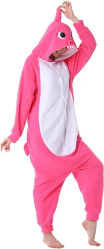 Vista 3 de dressfan - Pijama disfraz de caricatura tiburón gris, unisex, para adultos, niños, adolescentes, mujeres y hombres
