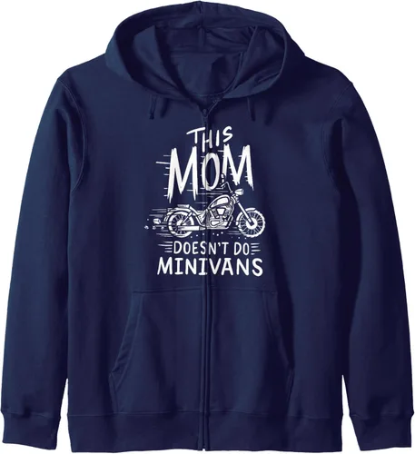 Vista 5 de This Mom Do't Do Minivans - Sudadera con capucha y cremallera para la familia, Negro
