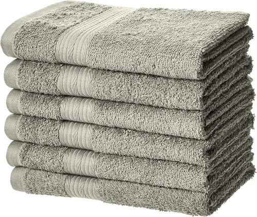 Vista 30 de Amazon Basics Juego de 6 toallas de gran tamaño resistentes a la decoloración, 100% algodón, altamente absorbentes, suaves, color verde azulado, 2