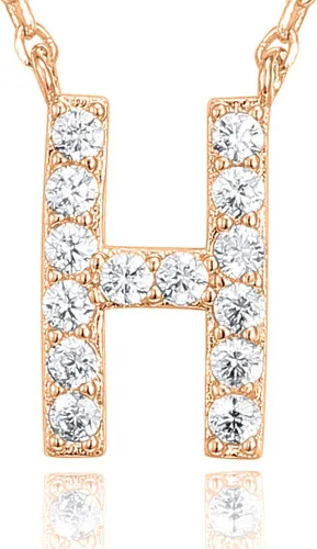 Vista 99 de PAVOI 14K White Gold Plated Cubic Zirconia Initial Necklace Letter Dainty Necklaces for Women