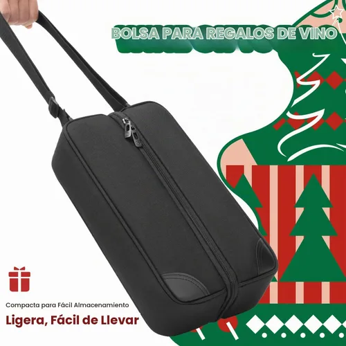 Vista 3 de ALLCAMP - Bolsa de vino con compartimento refrigerador, juego de picnic que lleva dos juegos de vajilla Juego completo con 2 vasos, sacacorchos