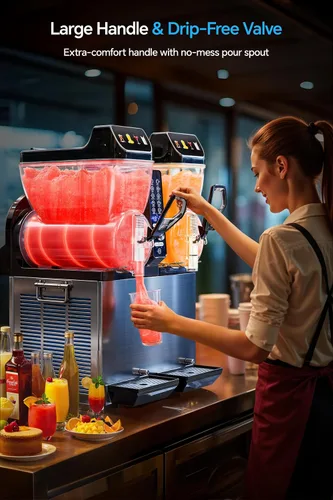 Vista 7 de Máquina comercial de granizado de 30 l, fabricante de bebidas congeladas de 2 tanques para Margarita Daiquiri Wine Frappe, dispensador de aguanieve