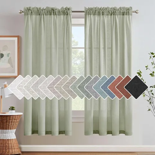 Vista 58 de H.VERSAILTEX Cortinas texturizadas de lino con filtro de luz para sala de estar, tratamiento de ventanas, cortinas naturales y duraderas