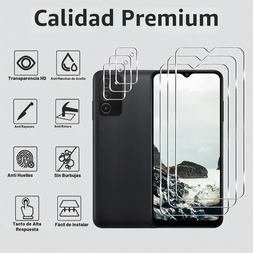 Vista 2 de Paquete de 3+3 protectores de pantalla para Samsung Galaxy A03s + protector