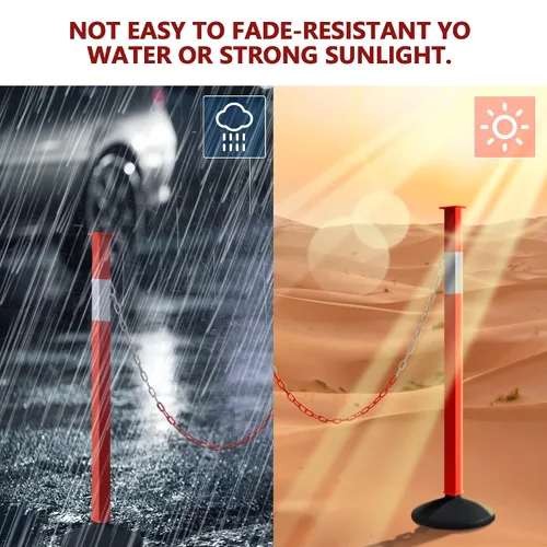 Vista 6 de [Paquete de 3] Conos de poste de delineador de tráfico ajustables con base de goma pesada y collares reflectantes, conos de seguridad