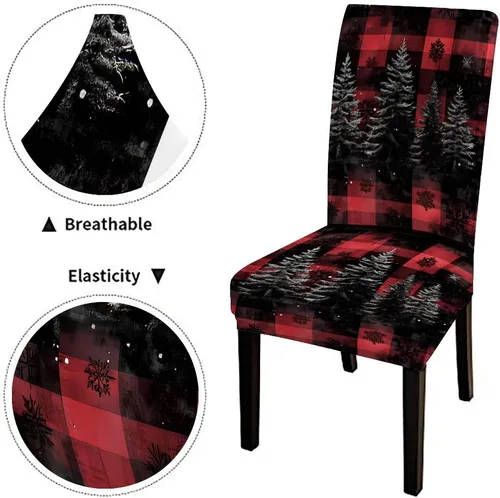 Vista 183 de CAPSCEOLL Christmas Dining Chair Covers,Snowflakes Festive Winter Pattern Stretch Chair Covers for Dining Room Set of 2 Washable Spandex Parson