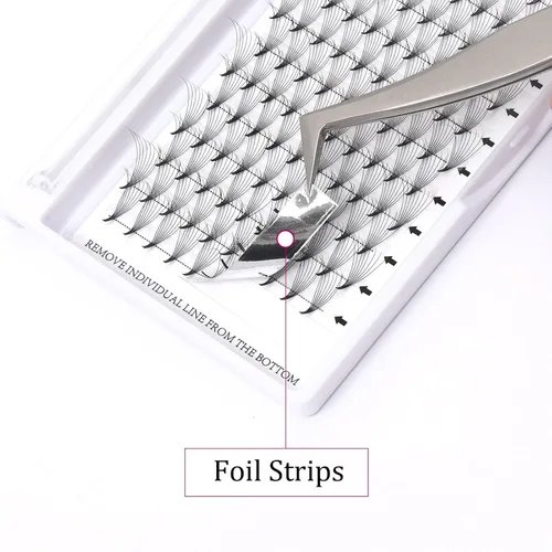 Vista 19 de FADLASH Extensiones de pestañas postizas en abanico con base puntiaguda 10D, extensiones de pestañas postizas de tallo medio, extensiones
