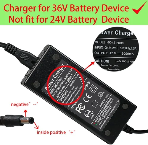 Vista 4 de 42V 2A Adaptador de corriente macho DC para cargador de batería de litio de bicicleta eléctrica de 36V, conector de cargador de batería de Escooter