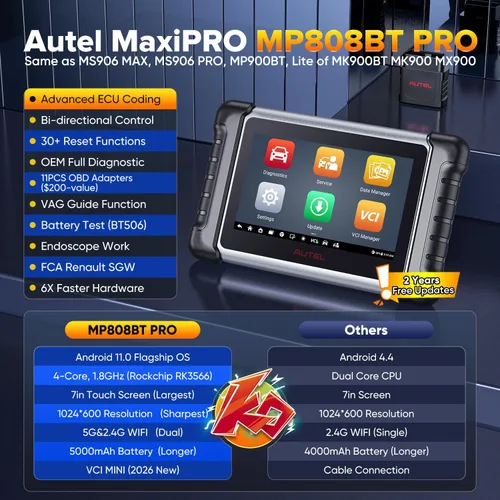 Vista 2 de Autel MaxiPRO MP808BT PRO, 2026 ECU C0ding escáner con actualización de 2 años ($700) Work as MS906MAX MS906 PRO MP900-BT, Bidirectional 3000+