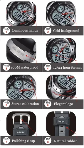 Vista 2 de PASNEW Digital Watch Sport Watches for Boys Outdoor Waterproof with Alarm Stopwatch Military Students Dual Time Big Dial Wrist Watch Casual Teenage