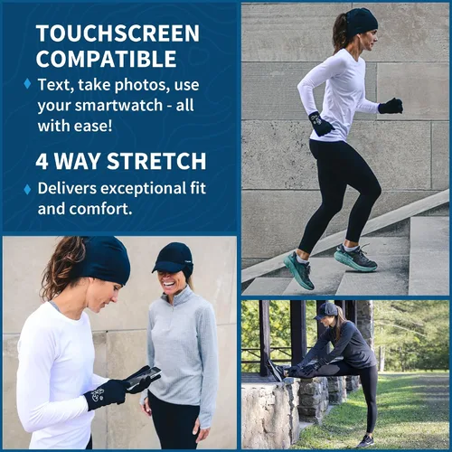 Vista 2 de TrailHeads Women's Touchscreen Gloves, Cold Weather Running Gear 4-Way Stretch Fabric, Silicone Palm Grips, Made From Recycled Materials, Designed