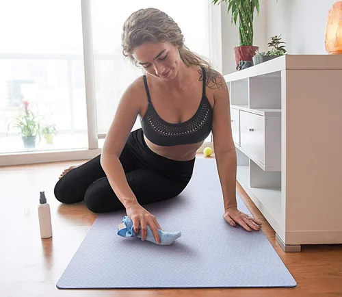 Vista 7 de IUGA Tapete de yoga antideslizante y antidesgarros, ecológico, tapete de yoga caliente, tapete grueso para entrenamiento y ejercicio para yoga