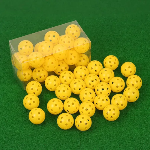 Vista 11 de Pelotas de golf de plástico para práctica de vuelo limitado, pelota de entrenamiento de golf hueca para práctica de swing, pelotas de golf