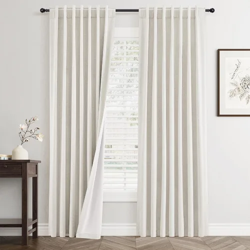 Vista 46 de Jowels - Cortinas opacas con pestaña trasera color beige cálido de 84 pulgadas de largo, 2 paneles para sala de estar y dormitorio, color beige