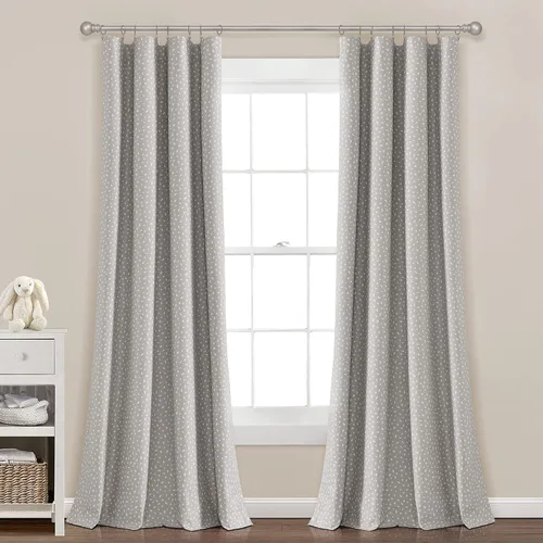 Vista 9 de Lush Decor Pixie Fox Geo - Panel de cortina opaca para ventana, panel individual, 52 pulgadas de ancho x 84 pulgadas de largo, gris oscuro, cortinas