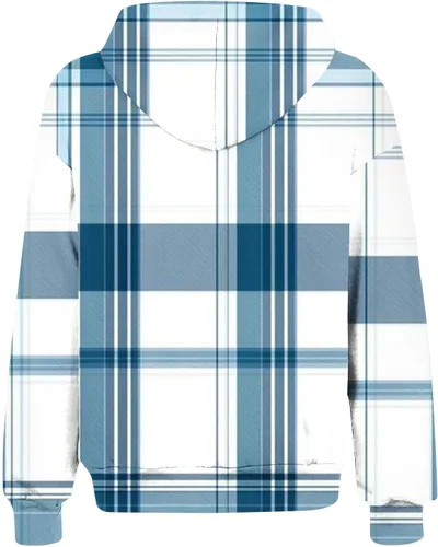 Vista 7 de Womens Long Sleeve Hooded Pullover Zip Up Plaid Drawstring Hoodies Oversized Y2K Clothes Fall Fashion Tops with Pocket
