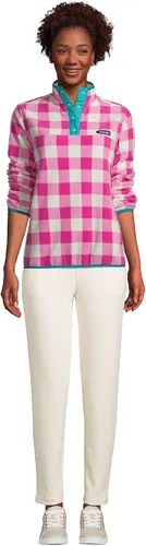 Vista 4 de Lands' End Suéter alto Heritage de forro polar con cuello a presión para mujer