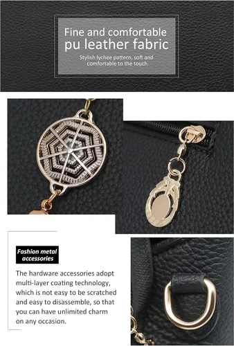 Vista 4 de Pahajim Bolso de cuero sintético para mujer, con asa superior, cartera de dama, elegante, para trabajo, ataché, bolsa de mano Medium structured