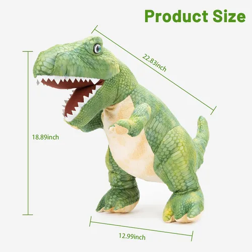 Vista 4 de PUNP Peluche de dinosaurio gigante, juguete de peluche T Rex, 22 pulgadas, tiranosaurio de peluche, regalo para niños, verde