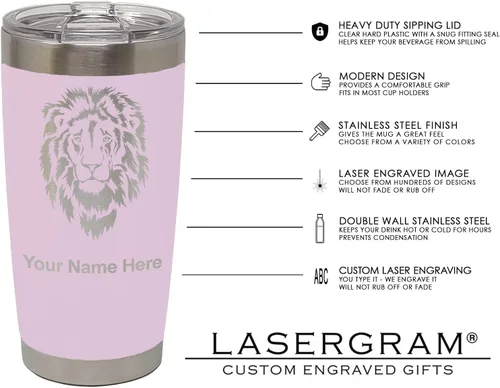 Vista 5 de LaserGram Vaso aislado al vacío de 20 onzas, tortuga marina hawaiana, grabado personalizado incluido (morado claro)