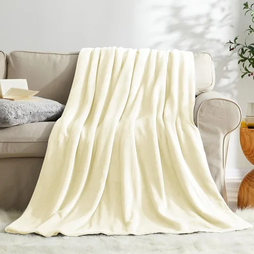 Vista 37 de KMUSET Manta de Tiro Súper Suave Premium de Franela de Forro Polar Sedosa Tamaño de Tiro Beige Microfibra Manta Ligera para Uso en Todas
