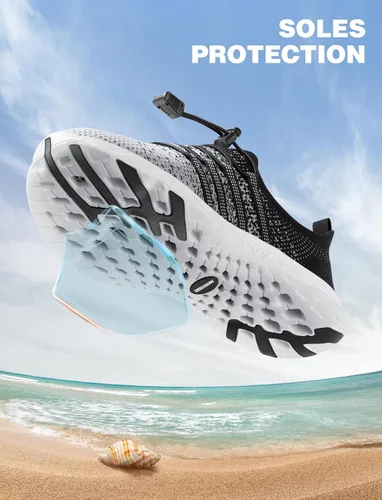 Vista 2 de SEEKWAY Zapatos de agua para hombre y mujer, secado rápido, zapatos acuáticos descalzos, playa, caminar, kayak, canotaje, deportes acuáticos SP006