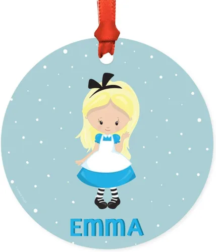 Vista 46 de Andaz Press Adorno de Navidad redondo personalizado de metal, hippie de los años 70 VW Aqua Bug, 1 paquete, decoraciones personalizadas