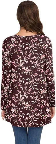 Vista 96 de AWULIFFAN Blusa tipo túnica holgada de manga larga con cuello redondo para mujer