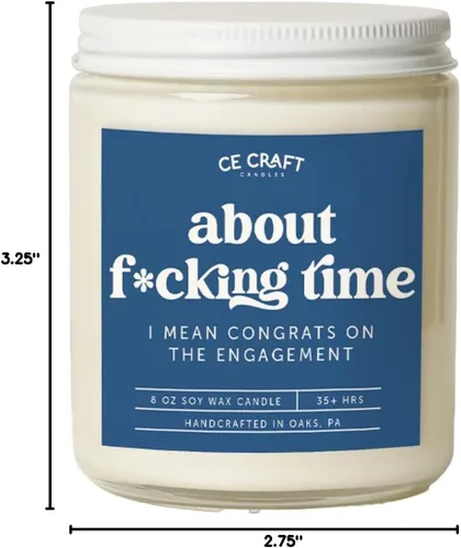 Vista 6 de CE Craft Acerca de F*cking Time Candle - Vela perfumada de cera de soja con aroma a galleta de azúcar, regalo de compromiso