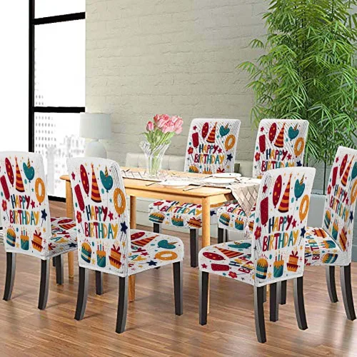 Vista 31 de CAPSCEOLL Christmas Dining Chair Covers,Snowflakes Festive Winter Pattern Stretch Chair Covers for Dining Room Set of 2 Washable Spandex Parson