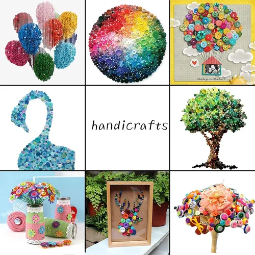Vista 6 de Botones Greentime para manualidades, 250~300 piezas de colores mixtos, botones redondos de resina de 2 y 4 agujeros para costura pintada a mano