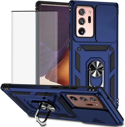 Vista 10 de Funda para Galaxy Note 20 Ultra, Samsung Note 20 Ultra SM-N986U con protector de pantalla de vidrio templado y cubierta de cámara deslizante, Oro