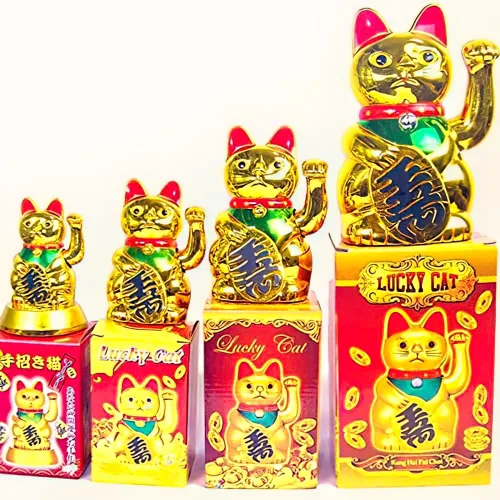 Vista 3 de Gato de la suerte chino que agita los gatos de oro brazo de la fortuna pequeño que agita la suerte Feng Shui Gato de oro que agita el gato