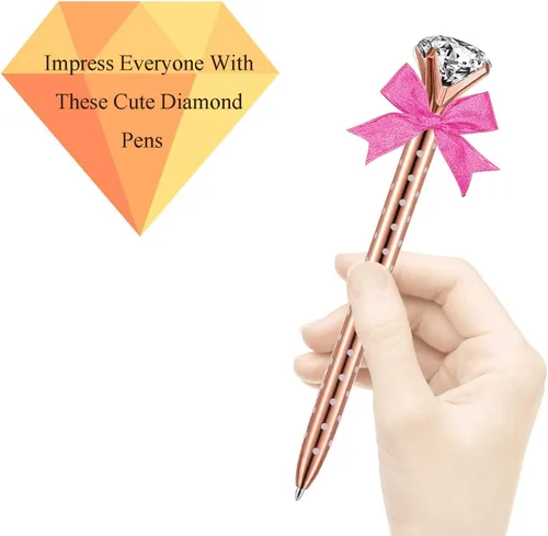 Vista 6 de Bolígrafo de regalo para mujer, bolígrafos únicos de metal brillante con tinta negra, suministros de oficina, regalos para Navidad, compromiso