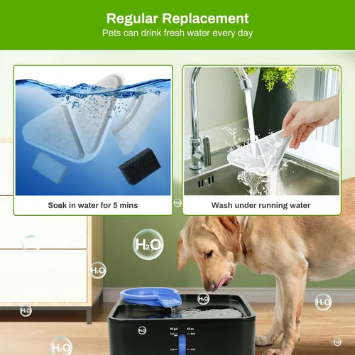 Vista 5 de Paquete de 6 filtros de repuesto para fuente de agua para perros de 230 onzas, repuesto para sistema de filtración de 5 capas, fuente de mascotas
