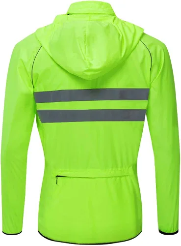 Vista 3 de WOSAWE - Chaqueta de ciclismo con capucha, ligera, cortavientos