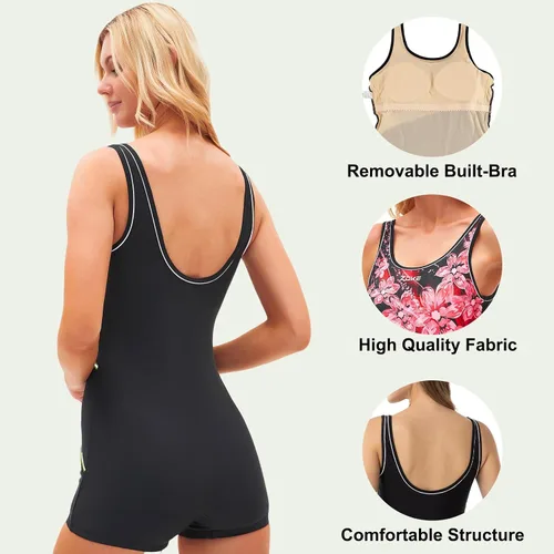 Vista 4 de karrack Traje de baño deportivo de una pieza para mujer, espalda cruzada, trajes de baño modestos, competición de entrenamiento