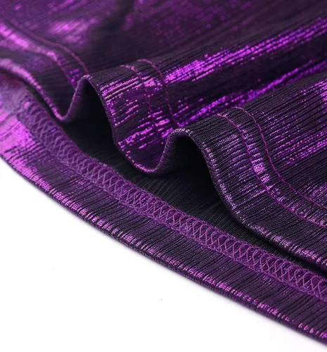 Vista 6 de Allegra K Top corto metálico brillante para mujer, con hombros descubiertos, para fiesta y club