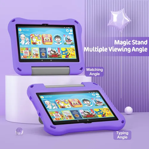 Vista 3 de Auorld - Funda ligera a prueba de golpes con asa para tableta 8 para niños (12ª generación, versión 2022/10ª generación, versión 2020), color morado