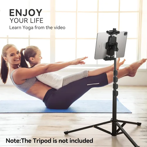 Vista 11 de KDD Adaptador de trípode para iPad y teléfono con cabeza esférica, soporte para iPad para trípode, soporte giratorio de 360 grados para tableta