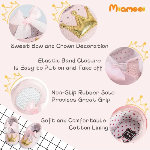 Vista 5 de Miamooi Zapatos planos Mary Jane para bebés y niñas zapatos de vestir con lazo princesa boda fiesta zapatos de primera calidad antideslizantes suela
