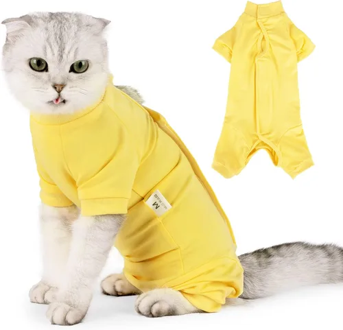 Vista 6 de LIANZIMAU Traje profesional de recuperación quirúrgica para gatos, para macho, hembra, perro, heridas abdominales, cono alternativo, collar