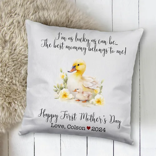 Vista 2 de Generic Funda de almohada personalizada para el primer día de la madre, regalo para mamá, decoración del hogar, cuadrado